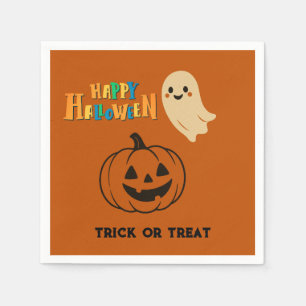 cute orange Halloween kids Ghost & Pumpkin party Napkin
