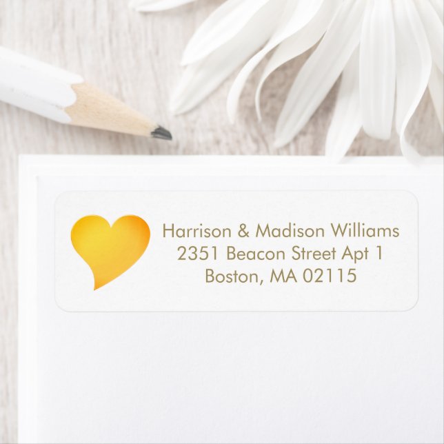 Cute orange heart custom Return Address  (Insitu)