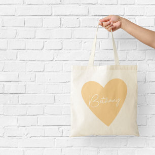 Cute Orange Heart Tote with Name Bag