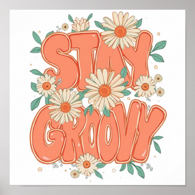 Cute Orange Hippie Typography Poster (Front)