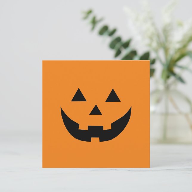 Cute orange jack o lantern funny Halloween card (Standing Front)