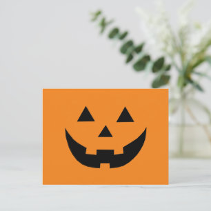 Cute orange jack o lantern funny Halloween Holiday Postcard