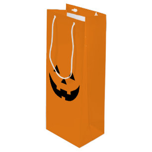 Cute orange jack o lantern funny Halloween Wine Gift Bag