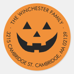 Cute orange Jack o lantern Halloween address label