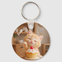 Cute Orange Kitten with a Cupcake