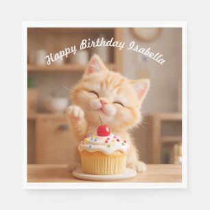 Cute Orange Kitten with a Cupcake Napkin