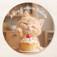 Cute Orange Kitten with a Cupcake