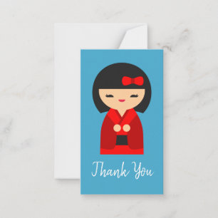 Cute orange Kokeshi Japanese dolls Card