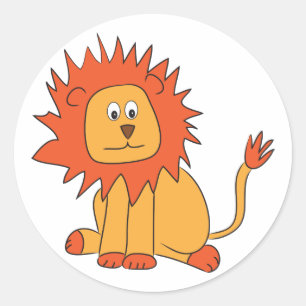 Cute Orange Lion Classic Round Sticker