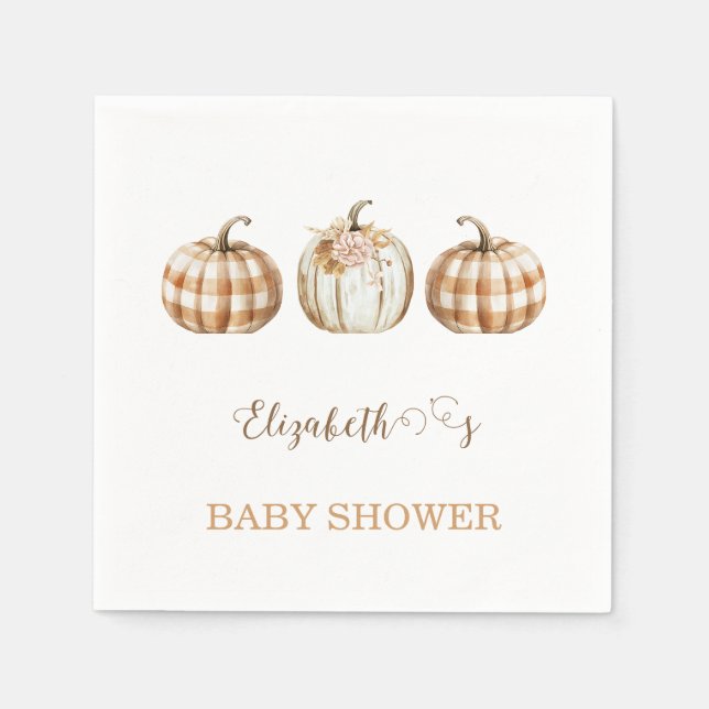 Cute Orange Little Pumpkin Baby Shower  Napkin (Front)