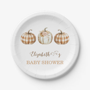 Cute Orange Little Pumpkin Baby Shower Paper Plate