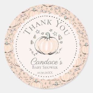 Cute Orange Little Pumpkin Baby Shower Thank You Classic Round Sticker