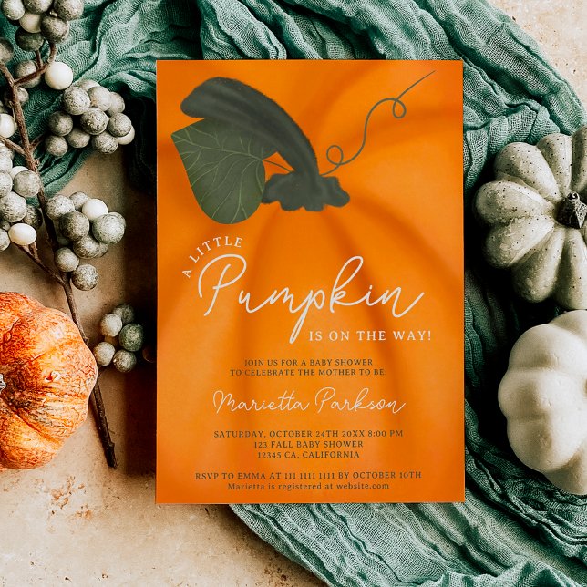 Cute orange little pumpkin fall baby shower invitation (Cute orange little pumpkin fall baby shower invitation)