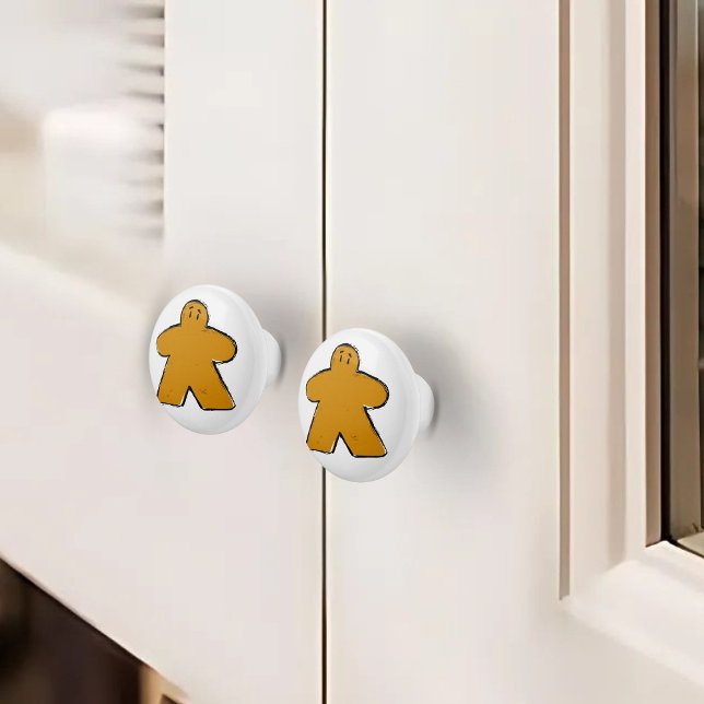 Cute Orange Meeple Board Game Room  Ceramic Knob (Creator Uploaded)