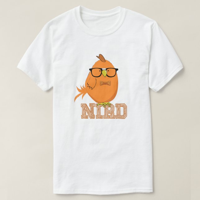 Cute Orange Nerd Bird T-Shirt (Design Front)