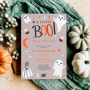 Cute orange not spooky Halloween boo baby shower Invitation
