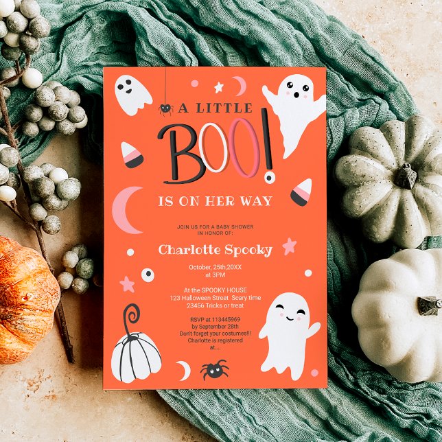 Cute orange not spooky Halloween boo baby shower Invitation (Cute orange not spooky Halloween boo baby shower Invitation)