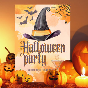Cute Orange Office Halloween Party With Logo Invitation