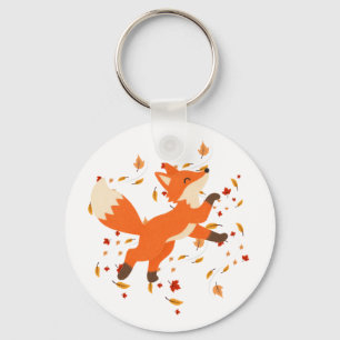 Cute Orange Origami Fox Acrylic Key Ring