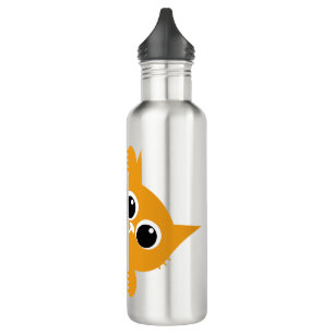 Cute Orange Peeking Cat Design Water Bottle