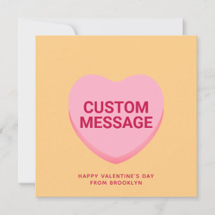 Cute orange pink custom conversation heart card