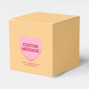 Cute orange pink custom message conversation heart favour box