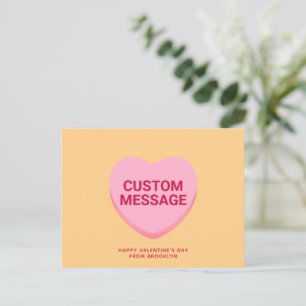 Cute orange pink custom message conversation heart postcard