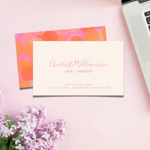 Cute Orange Pink Watercolor Modern Geometric  Business Card