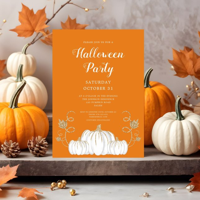 Cute Orange Pumpkin Halloween Party Invitation (Cute Orange Pumpkin Halloween Party Invitation)