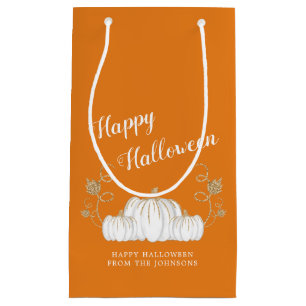 Cute Orange Pumpkin Happy Halloween Small Gift Bag