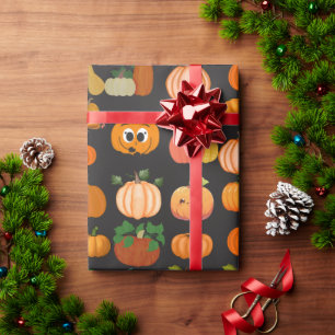 Cute Orange Pumpkin Pattern Wrapping Paper