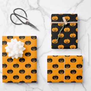 Cute Orange Pumpkins Halloween Pattern  Wrapping Paper Sheet