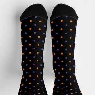 Cute orange purple black polka dots Halloween Socks