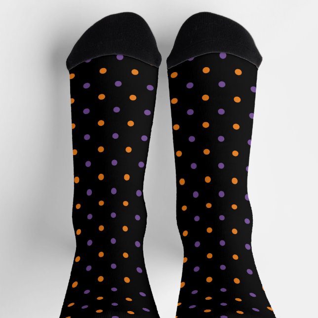 Cute orange purple black polka dots Halloween Socks (Top)