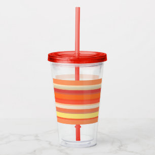 Cute orange red stripes acrylic tumbler