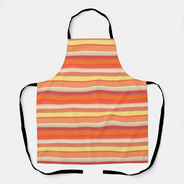 Cute orange red stripes  apron (Front)
