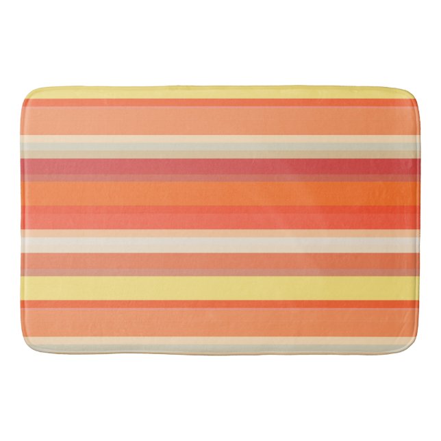 Cute orange red stripes  bath mat (Front)