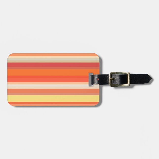 Cute orange red stripes  luggage tag (Front Horizontal)