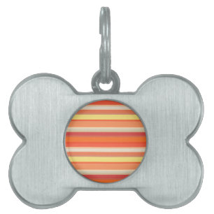 Cute orange red stripes pet ID tag