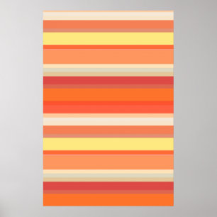 Cute orange red stripes poster