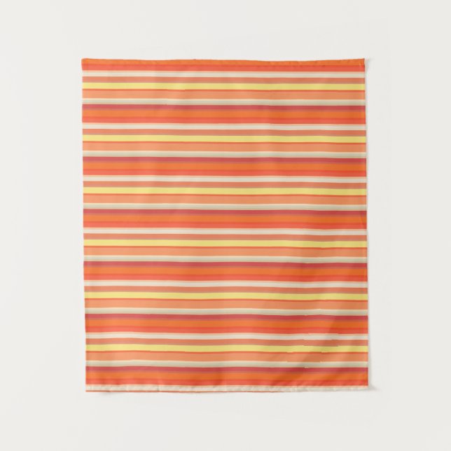 Cute orange red stripes  tapestry (Front)