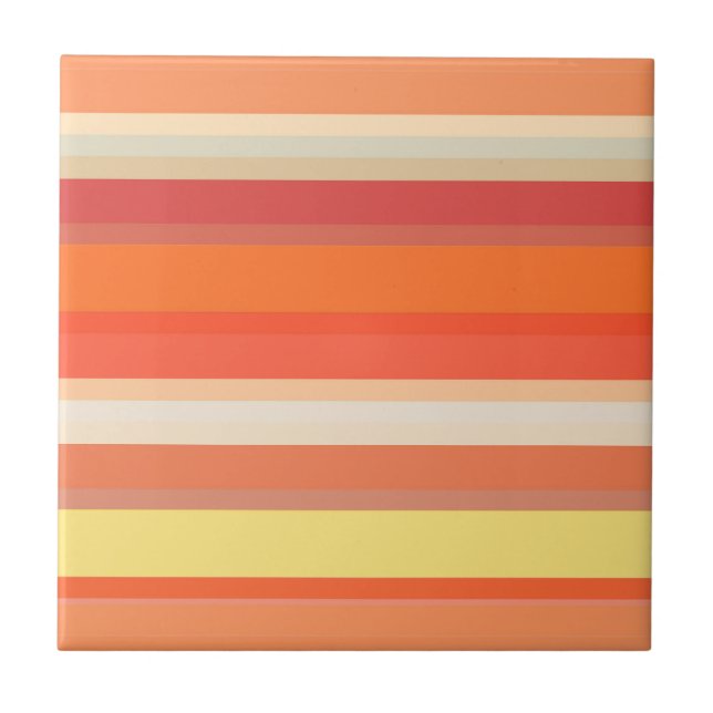 Cute orange red stripes  tile (Front)