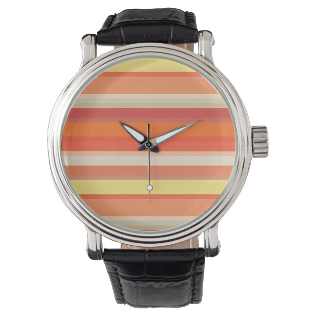 Cute orange red stripes  watch (Front)