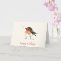 Cute Orange Robin - Simple Elegant Birthday
