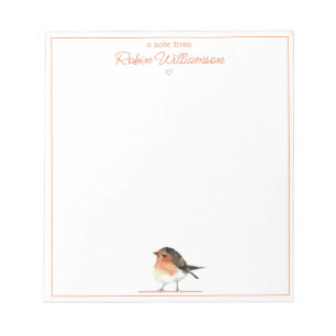 Cute Orange Robin - Simple Elegant  Notepad