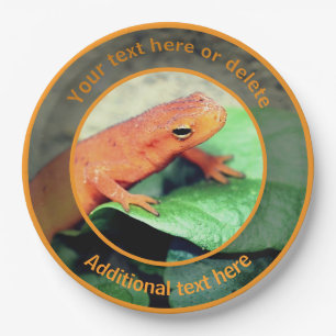 Cute Orange Salamander Nature Personalised Party Paper Plate