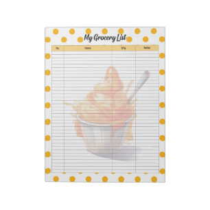 Cute Orange Sherbet Grocery List Notepad