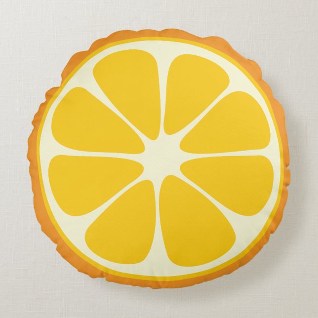 Cute Orange Slice Citrus Fruit Funny Foodie Fun Round Cushion (Front)