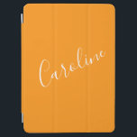 Cute Orange Solid Colour Personalised Script Name iPad Air Cover<br><div class="desc">Cute Orange Solid Colour Personalised Script Name iPad Pro Cover</div>