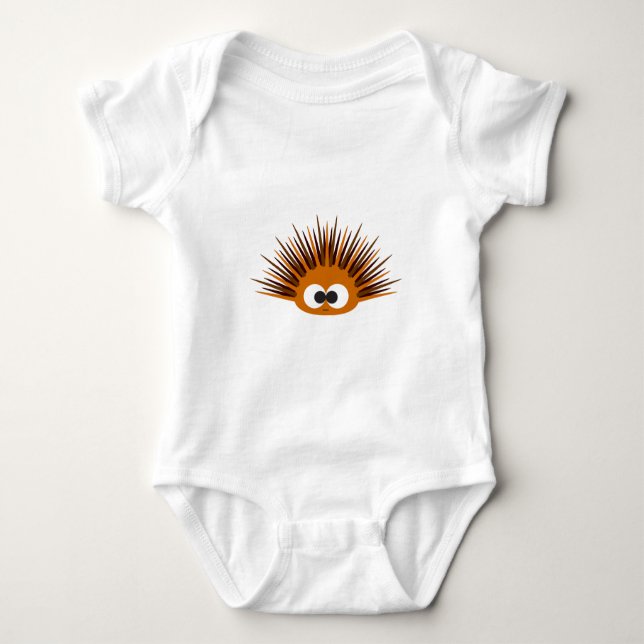 Cute Orange Spiny Sea Urchin Baby Bodysuit (Front)